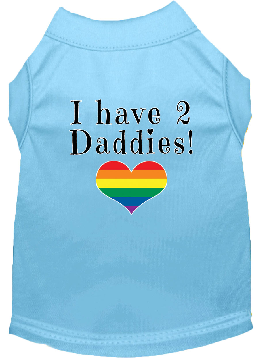 I have 2 Daddies Screen Print Dog Shirt Baby Blue Lg